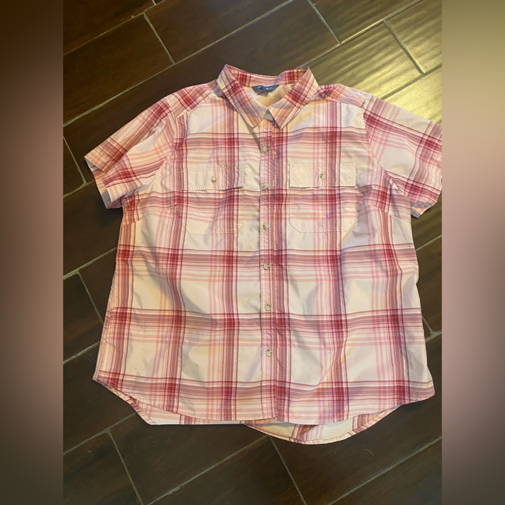 Eddie Bauer‎ women's XL   Short Sleeve Adventure Plaid Button Down Shirt